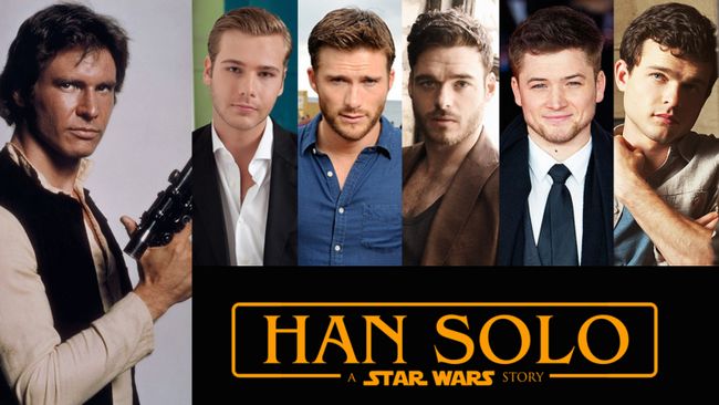 Harrison Ford Han Solo fundición lista corta lista joven Anthony Ingruber Scott Eastwood Richard Madden Aldrich Baron egerton toma franco Dave Reynor